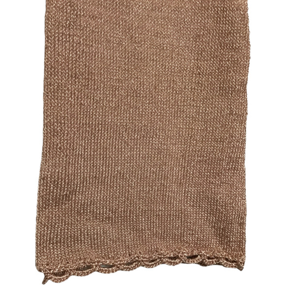 Dee Elly Metallic Shimmer Cropped Front Tie Bell Long Crochet Sleeve Rose Gold S - Picture 5 of 12